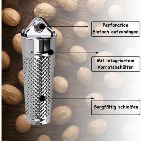 Râpe À Muscade Avec Réservoir, Inox 13,5 x 4,5 cm, Râpe Fine Zesteur, Cuisine Suspension (1/4)