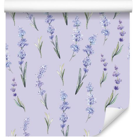 Papel pintado con estampado de lavanda para salón y dormitorio, 50x1000 cm. (1/5)
