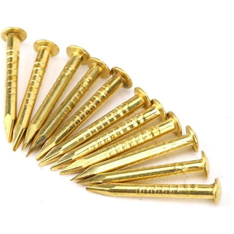 Brass Nails, 85 Pieces Round Head Gold Nails, Brass Wall Pins, Furniture Brass Nails for Wood, for Hanging Picture Frame Mirror(15mm) (1/5)