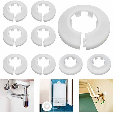 Rosace Radiateur Cache Tuyau pour Radiateur Chauffage Plomberie Couvercle de Trou Mural Sol 16 mm / 20 mm / 25 mm 24Pcs (Blanc) (1/4)
