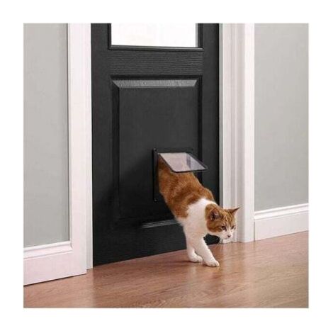 Porte magnétique pour animaux - Passage libre - Maison - Noire, 4 entrées, taille L, pour chats/petits chiens - Propriétaires d'animaux (1/4)