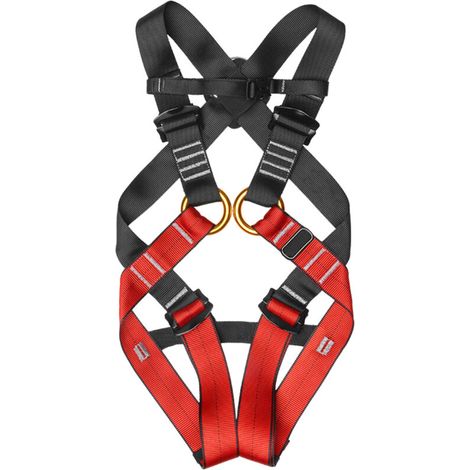 Harnais d'escalade complet pour enfants en polyester noir et rouge, ceinture de sécurité pour activités extérieures - Taille L (10-14 ans)