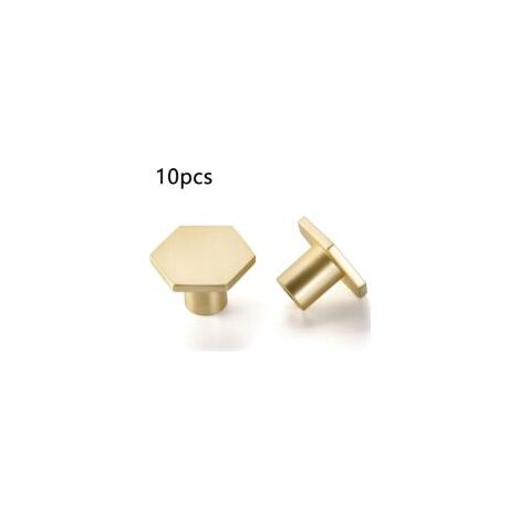 Tiradores para muebles de latón cepillado – Juego de 10 pomos hexagonales de 34 x 21 mm – Acabado antioxidante – Para armarios y alacenas
