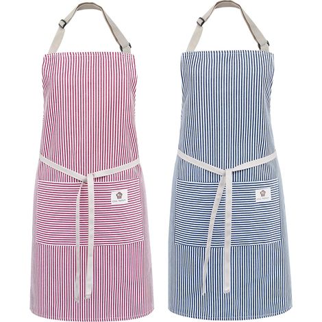 Juego de 2 delantales de cocina de algodón ajustables para hombre y mujer. (1/5)