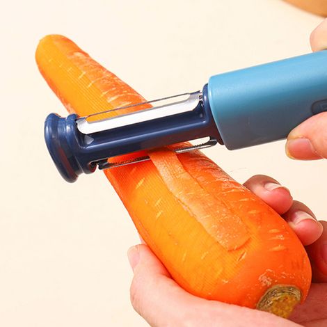 Éplucheur et aiguiseur de couteaux 2 en 1, éplucheur multifonctionnel pour fruits et légumes, en acier inoxydable pivotant, poignée ergonomique confortable pour pommes de terre et carottes (1/5)