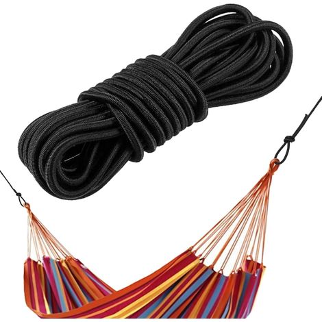 10m X 6mm Corde Elastique pour Bache, Tendeur Elastique Sandow Tendeurs Noir, Corde Extensible en Caoutchouc, Élastique Bâche Remorque pour Camping, Bâche de Remorque, Transport de Marchandises-Noir (1/5)