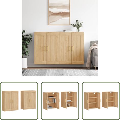 Holzwerkstoff - Wandschränke 2 Stk. Sonoma-Eiche Holzwerkstoff (1/5)