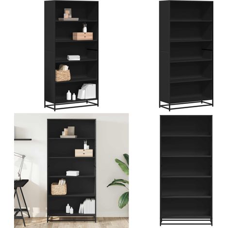 vidaXL Bibliothèque noir 80,5x35x170,5 cm bois d'ingénierie (1/5)