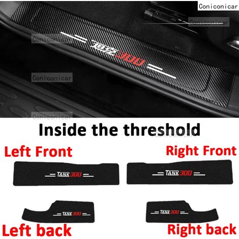 (Lot de 4) Seuil de porte,pédale,texture fibre de carbone,accessoires de style cuir,garniture autocollante pour voiture GWM WEY TANK 300 Hybrid 2022-2024 (1/3)