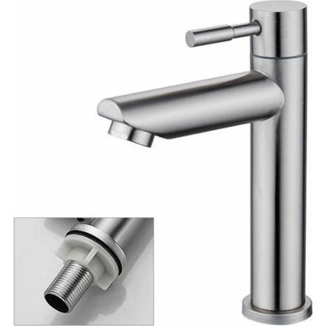 Einzelwaschtischarmatur für Kaltwasser – Edelstahl 304 – Einfache Montage – Für Badezimmer und Gäste-WC – Mowze (1/3)