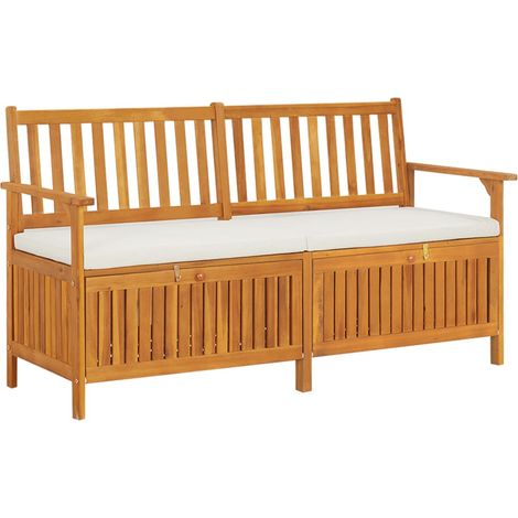 Bois d'acacia - Banc de rangement avec coussin 148 cm Bois d'acacia solide (1/5)