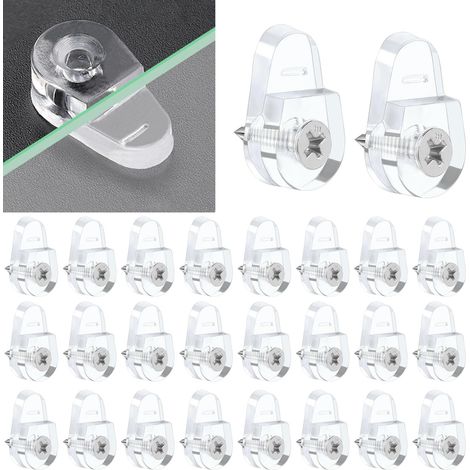 Lot de 50 supports de miroir - Clips de retenue en verre - Clips de support en verre avec 50 vis pour fixation de verre, miroir et fenêtre de 3 à 5 mm d'épaisseur (1/5)