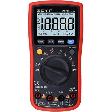 Multimètre numérique ZT219 True-RMS 19999 points, sélection automatique de la gamme, NCV, fréquence, arrêt automatique, tension AC/DC (1/5)