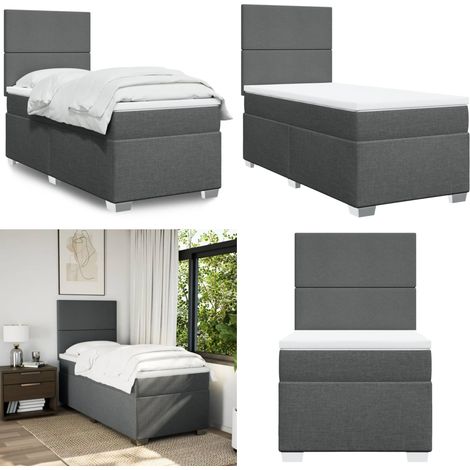 Boxspringbett mit Matratze Dunkelgrau 90x190 cm Stoff - Boxspringbett - Doppelbett - Bettsofa - Schlafsystem - Polsterbett - Home & Living (1/5)