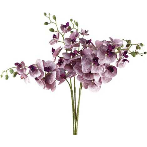 Pack of 6 x 100cm Artificial Phalaenopsis Orchid Purple Stem - 42 Flowers (1/5)