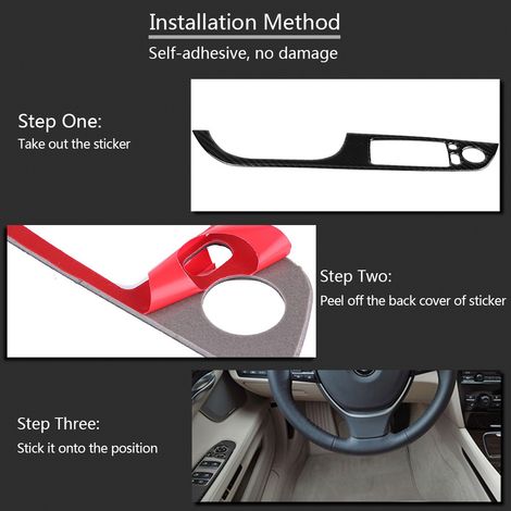 Abdeckung für den Rahmen des elektrischen Fensterheberschalters, selbstklebend in Carbonfaser-Optik, für BMW E90, Fahrerseite (Linkslenker), Fahrzeuginnenraum, 1 Stück (1/5)