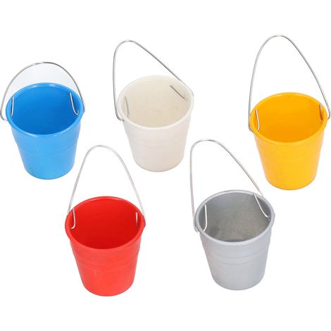 Mini seau 5 teintes 1/12 échelle résine pot à crayons fleurs avec anse pour maison de poupée (1/5)