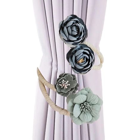 Embrasses draperie fleurs tissu – réglables, élégantes, ombrage fenêtre et décor rustique pour maison (1/4)