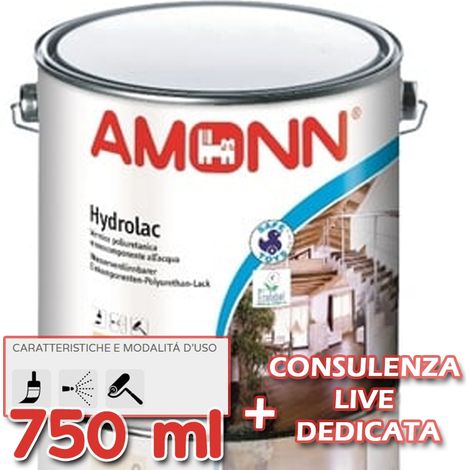 Pittura per legno all'acqua vernice amonn hydrolac 750ml lucido incolore trasparente 0