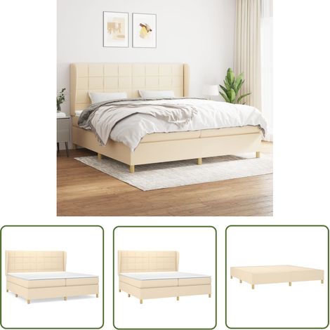 The Living Store Boxspringbett mit Matratze Creme 200x200 cm Stoff - Boxspringbett - Doppelbett - Cremefarbenes Bett - Bettenrahmen - Lattenrost (1/5)