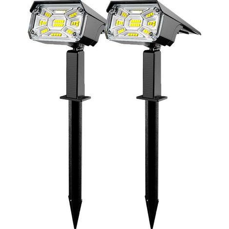 Lot de 2 Lampe Solaire Exterieur, 3 Modes Spot Solaire Exterieur Jardin, Fonction 2 en 1 et IP65 Étanche,Super Brillante lumiere solaire Pour Arbre, Cour, Allée, Chemin, Blanc Froid (1/5)