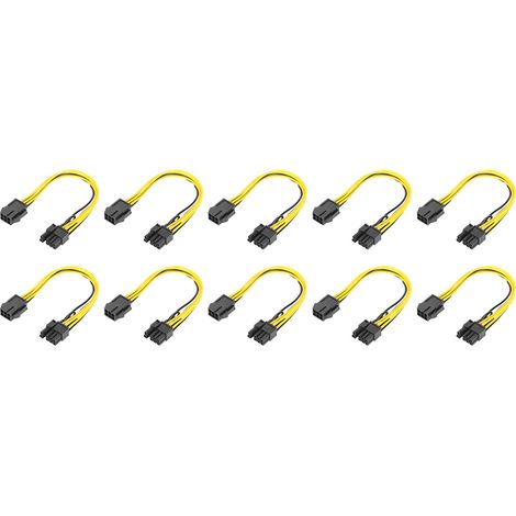 Adaptateur PCI-E 6 Pin vers 8 Pin (6+2), 10 Pièces Câble d'Alimentation pour Carte Graphique et PC Gaming (1/5)
