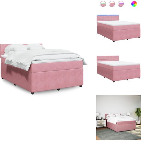 Sommier à lattes de lit avec matelas Rose 160x200 cm Velours - Sommier À Lattes De Lit - Sommiers À Lattes De Lit - Lit - Meuble De Chambre À Coucher (1/5)