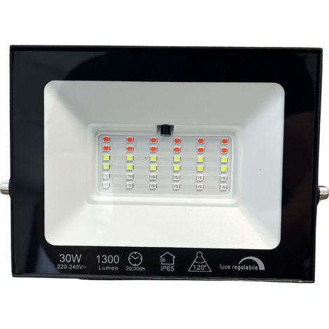 Faro Led Flood Slim RGB Con Telecomando 30W 1300 Lumen RGB AC 220V 50Hz Nero IP65