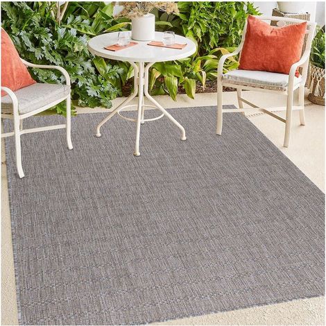 Tapis plat intérieur et extérieur rayé design Elena Beige 120x170 (1/5)