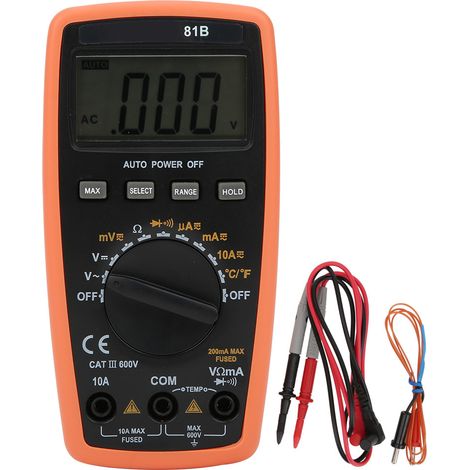 Multimètre Numérique LCD AC/DC Automatique Tension Courant Température Résistance Testeur (1/5)