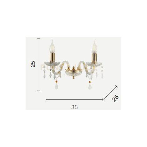 DALLAS/2 APPLIQUE CROMO E CROMO 2 LUCI ATTACCO E14 L.35CM