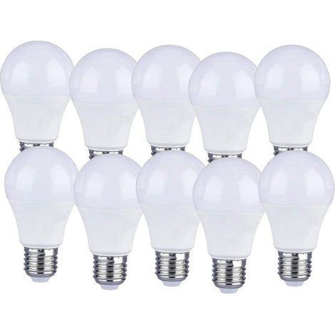 Paquete de 10 bombillas LED E27 de 9W A60 - Luz blanca cálida 4200K - 806 lúmenes (1/5)