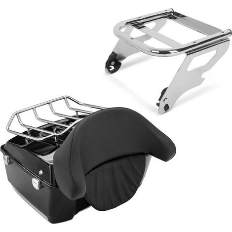 Set: Top Case compatible avec Harley Davidson Touring 97-13 Large avec grille + Support top case TP 2-Up