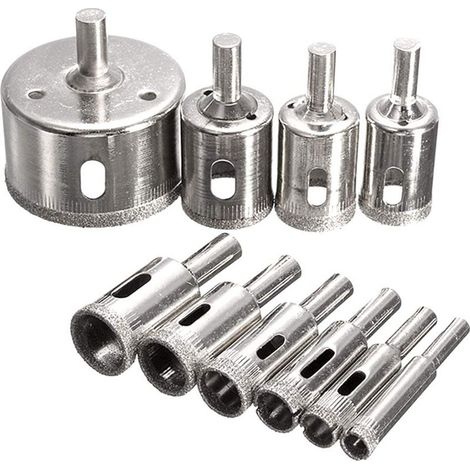 10pcs 3-50mm Diamond Hole Saw Bits for Ceramic, Glass, Porcelain, Marble, Granite (3/4/5/6/8/10/12/18/20/22/25/50mm) (1/5)