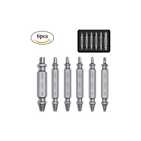 Lot de 3 extracteurs de vis cassées – 6 pièces HSS 4341 double tête – Déloge les vis grippées ou décapitées pour carrosserie et mécanique