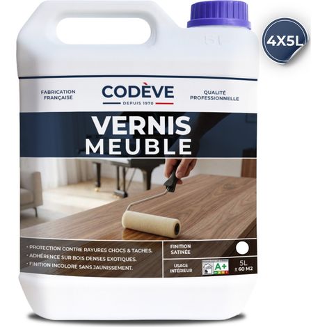 Vernis Meuble - 4x5 L - Codeve Bois - Pour La Protection De Votre Meuble, Table, Buffet Ou Armoire En Bois.