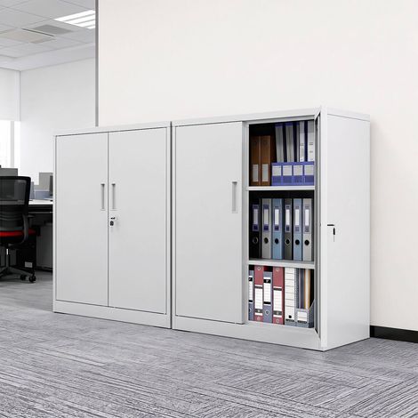 White Metal Filing Cabinet, Lockable, Adjustable Shelves (1/5)
