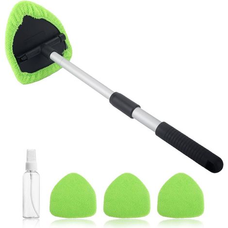 Nettoyeur de pare-brise télescopique rotatif 180° avec 3 lingettes microfibre et pulvérisateur (1/5)