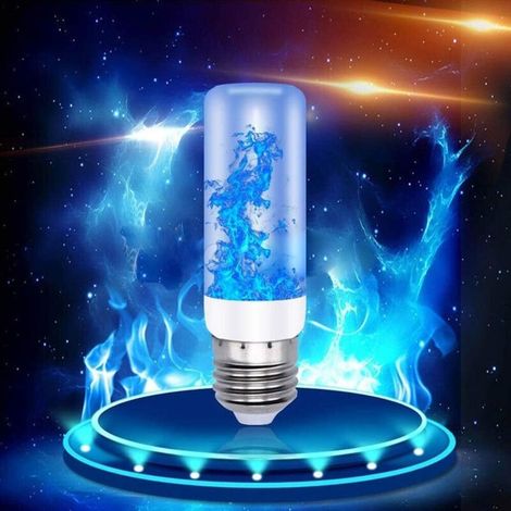 Lot de 4 ampoules  flamme 3 W E27 effet feu vacillant, avec 4 modes d'clairage, IP42,tanche, pour Nol, htel, bar, dcoration de festival, bleu