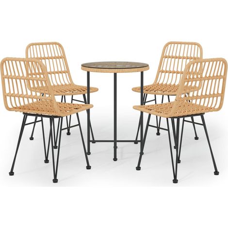 Ensemble à dîner salon de jardin meuble d'extérieur 5 pièces résine tressée (1/5)