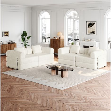 Divano letto 1 posto beige in ciniglia con vano bracciolo, struttura in acciaio e base antiscivolo (1/5)