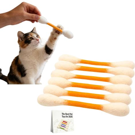 Confezione da 6 tamponi di cotone per gatti, giocattoli da masticare giganti, corde per la dentizione dentale durevoli, per noia, esercizio fisico (Giallo) (1/5)
