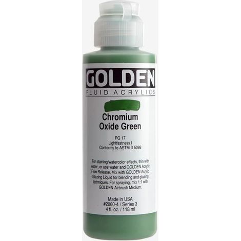 Peinture Acrylique Fluide - GOLDEN - Chromium Oxide Green - 119ml - Vert - Haute résistance