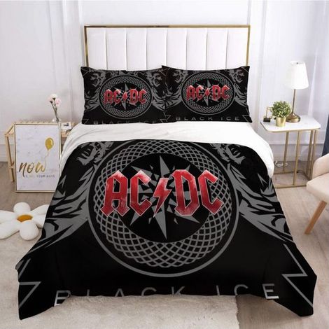 ACDC Multicolore Housse de Couette 3 Pièces 200x200 avec 2 Taie Oreillers 50x75 Microfibre Super Douce-Style J2 (1/5)