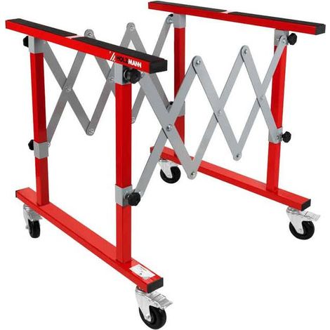 Tréteau 100 kg – Holzmann Maschinen KB100TWIN – Hauteur réglable 845-1320 mm – Support pliable avec roues