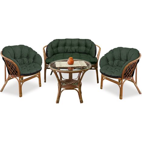 Gartenmöbelset 2x122x40cm + 190x40cm für Stuhl, Sofa, Schaukel, Rattanmöbel, wasserfest, grün