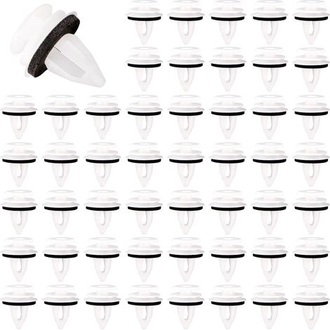 50 piezas de sujetadores para molduras de carrocería de automóvil, clips de fijación universales, remaches de plástico con amortiguación de esponja, para paneles de puertas de automóviles. (1/5)