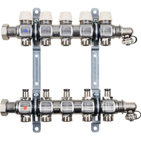 Kermi x-net Verteiler 1'' Standard-8 für 8 Kreise, Baulänge 470 mm, SFV08001000