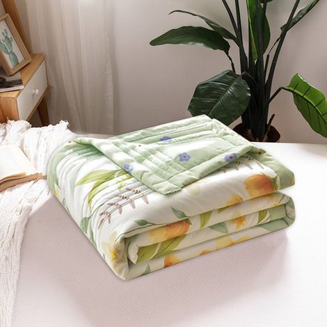 Green Mobility-Couverture rafraîchissante - 150 x 200 cm - Couverture légère et climatisée - Fonction de refroidissement automatique - Idéale pour les siestes à la maison et en voyage - Verte (1/2)