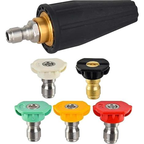 Buse Rotative Haute Pression 1/4" à Connexion Rapide - 5Pcs Spirale Tourbillonnante pour Rondelle Haute Pression - Élimine les Saletés Tenaces (1/5)